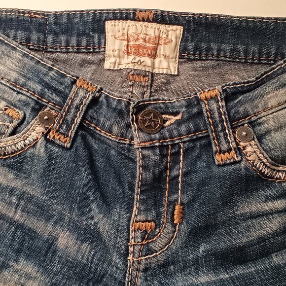 Big Star Jeans Size 27/4 Liv Cropped Low Rise Straight Leg Medium Wash Acid Wash - Picture 4 of 10